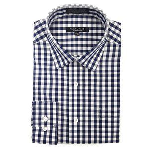 3X Marquis Navy Gingham Long Sleeve 3XL 19-19.5